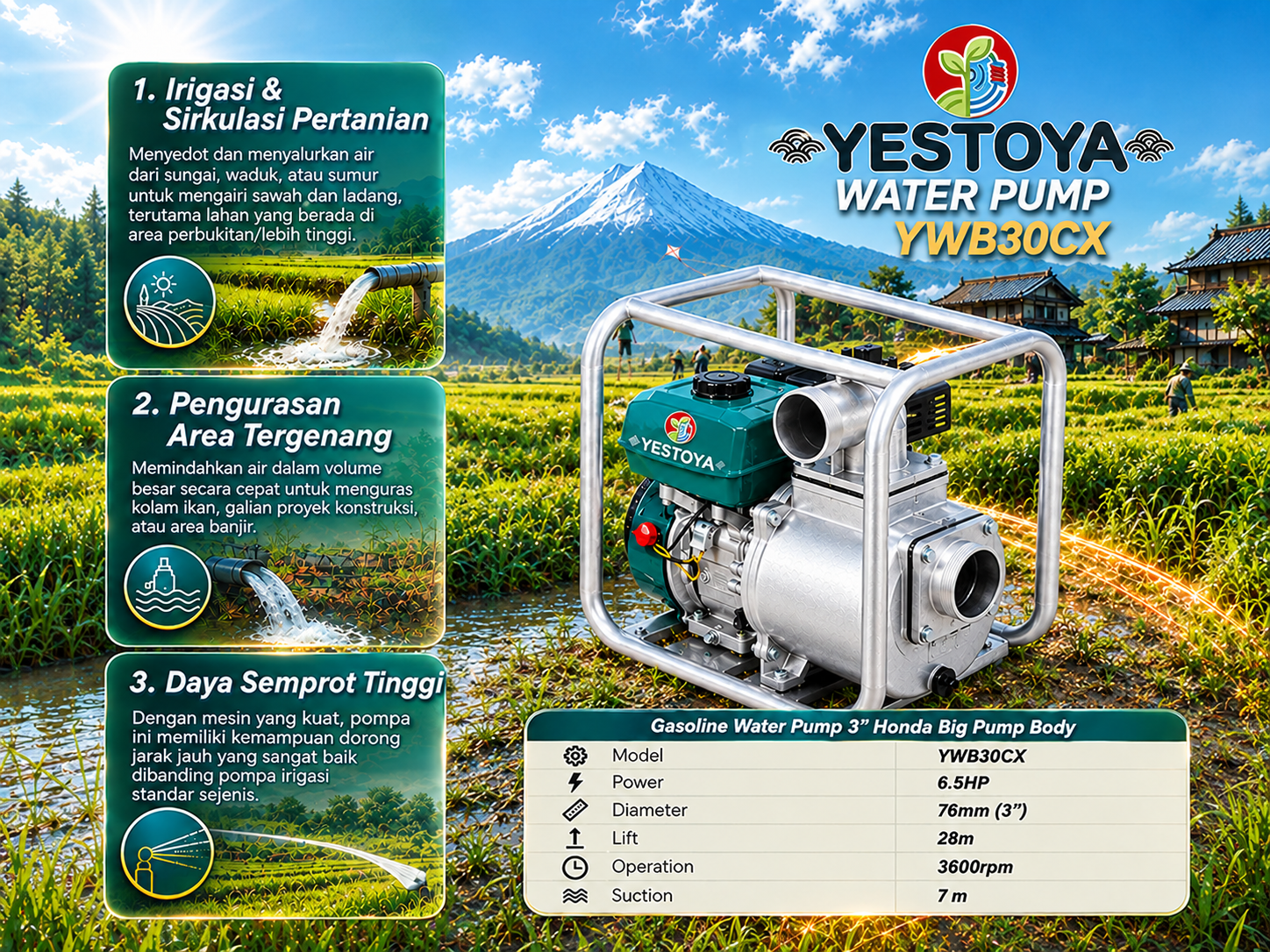 Gasoline Water Pump YWB30CX
